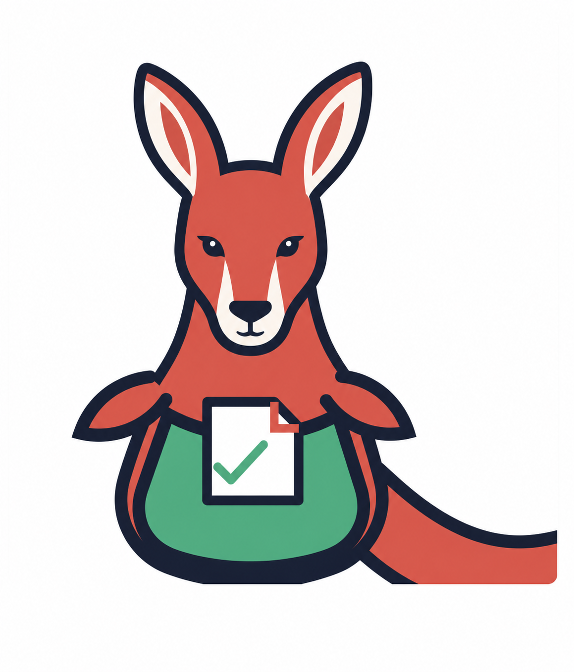 Pocket the kangaroo holding a completed document
